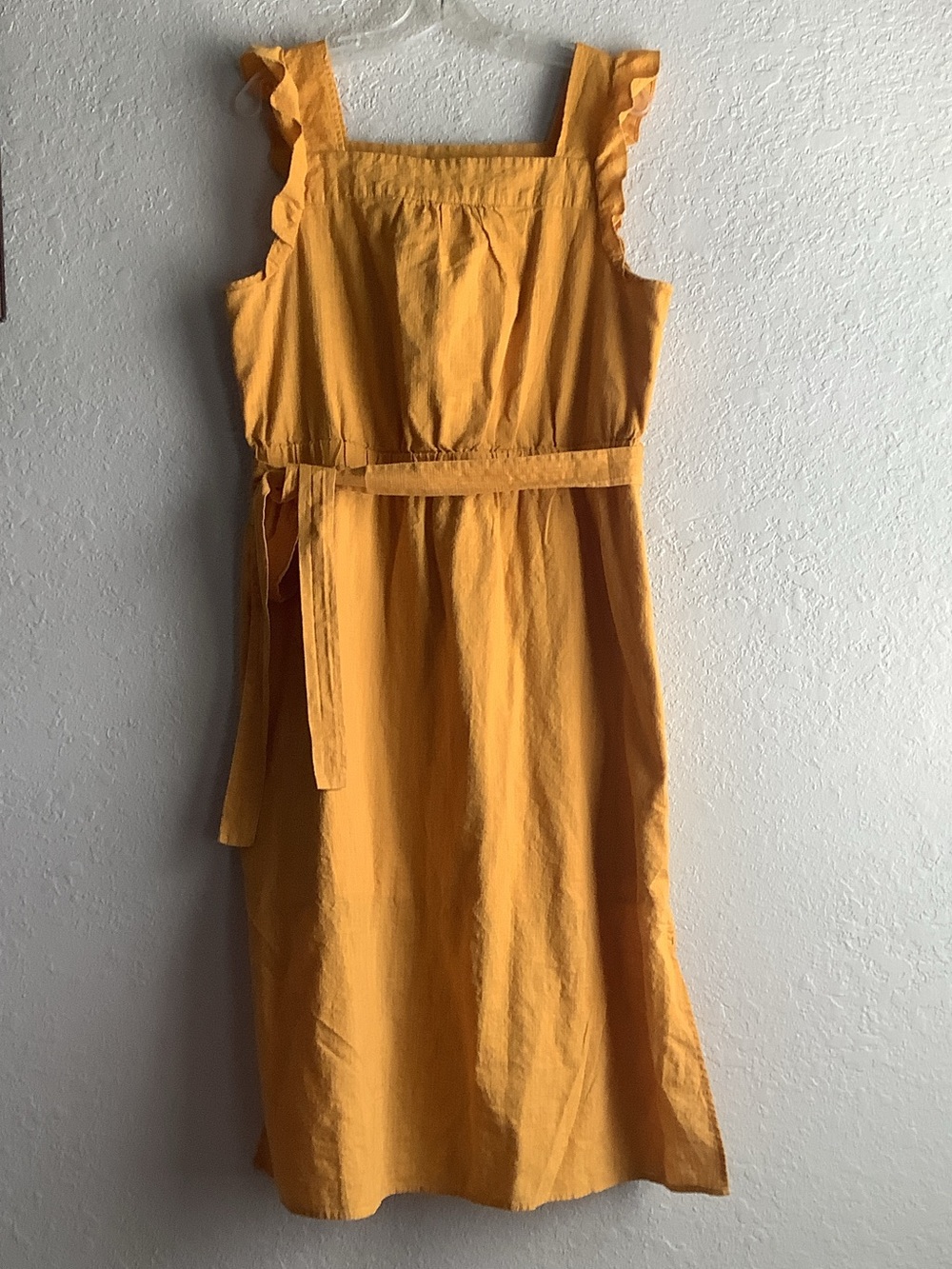 Universal Thread Mustard Yellow Midi Dress with Ruffle Straps
